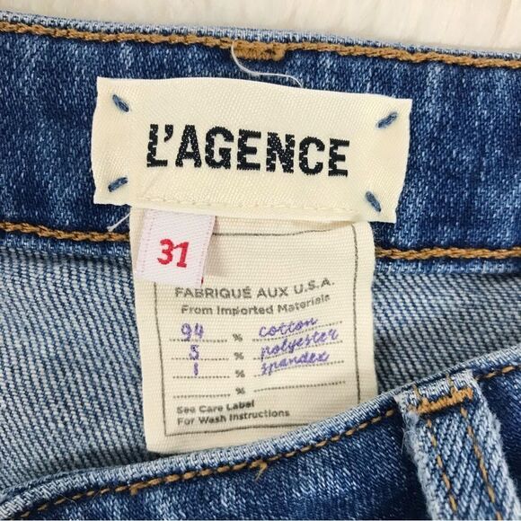 L’AGENCE Bell High Rise Flare Jeans High Waist Slim Fit Medium Wash Size 31 - Picture 7 of 14